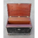 A pine tool chest 37"x22"x22" with three mahogany sliding trays G