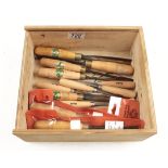 A set of eight carving tools by HENRY TAYLOR and six other small tools G++