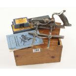 A little used RECORD No 050 combination plane with all cutters(many unused) bracket clamp and