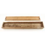 An early wood box 30"x5" for storing drawing instruments (empty) some worm damage G-