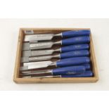 A set of nine bevel edge chisels with plastic handles by MARPLES 1/8" to 11/2" G++