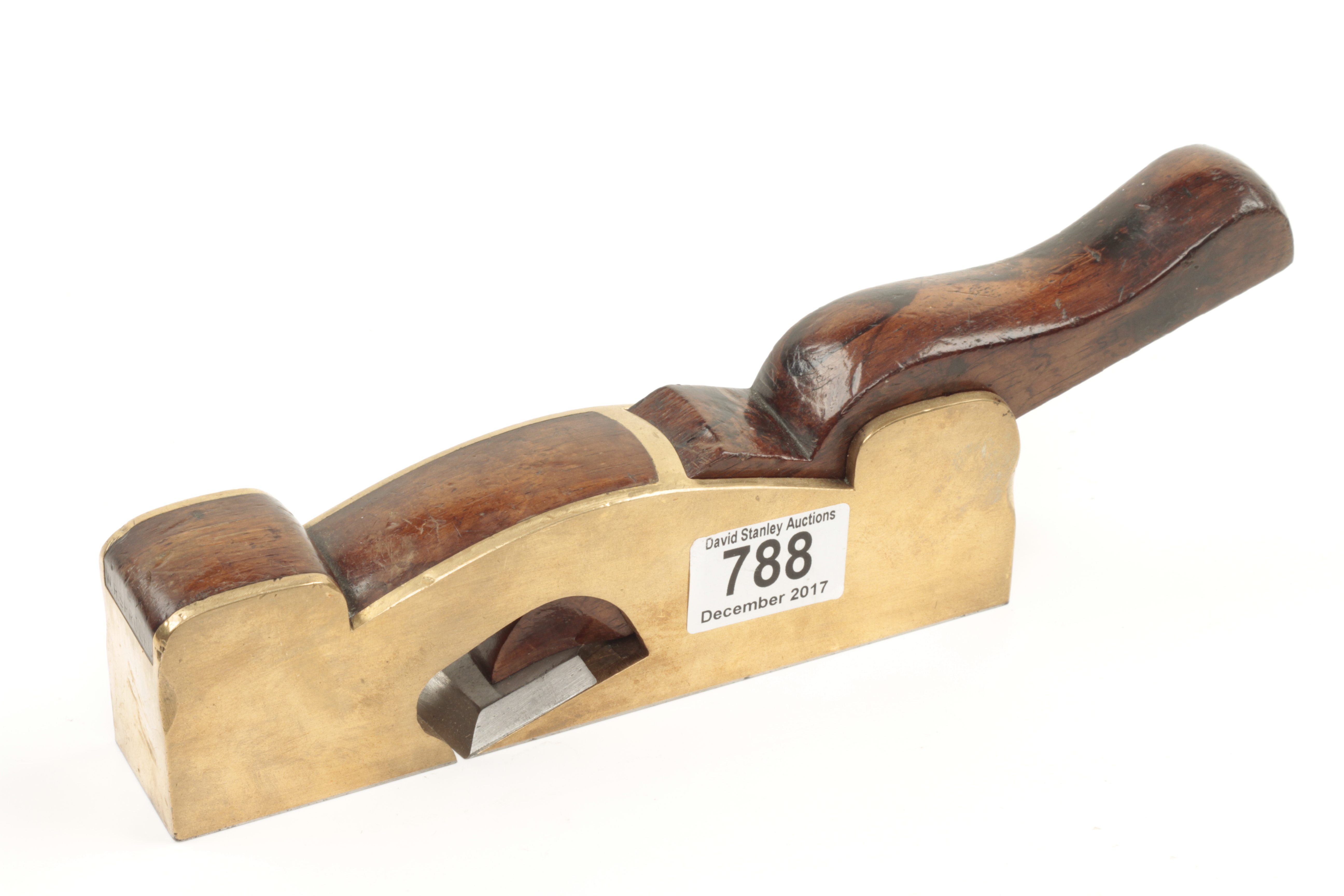 A steel soled bronze skew mouth shoulder plane 8" x 1 1/2" with rosewood infill and wedge G - Image 2 of 3