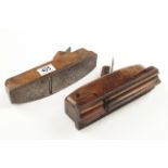 Two unusual wood planes: compass smoother with steel sole and a double bead G