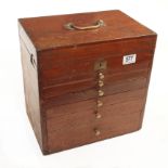 A dentists mahogany six drawer travelling chest 13"x9"x13" G