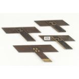 Four rosewood/ebony and brass mitre squares G++