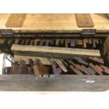 A pine chest of 37 moulding planes