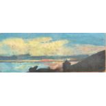 JACK PENDER Carn Dhu, Mousehole Oil on board Inscribed and dated 1993 to the back 7.9 x 21.