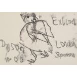 JULIAN DYSON Extinct London Sparrow Monoprint Signed,