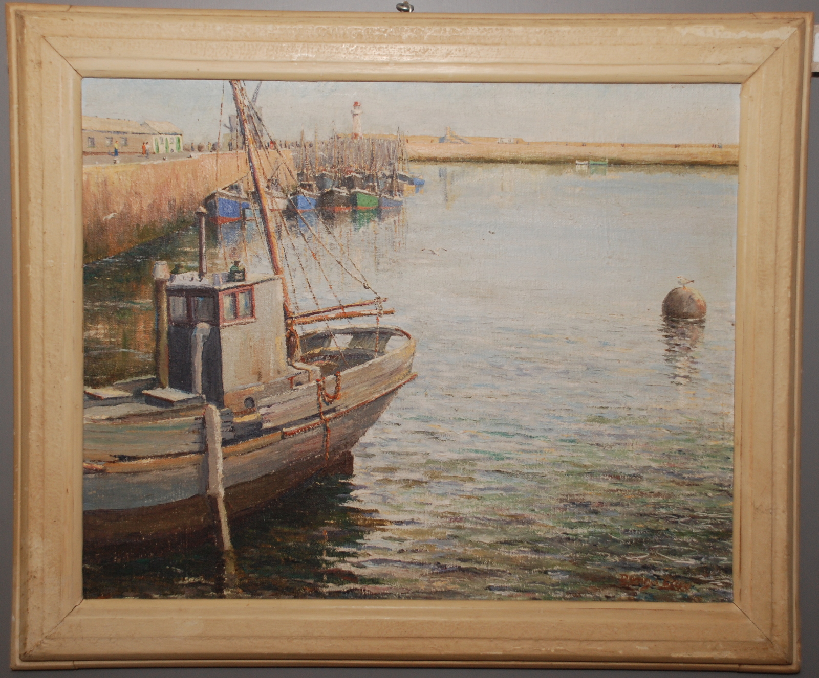 DENYS LAW Penzance Harbour Oil on canvas Signed 40 x 50cm - Image 2 of 2