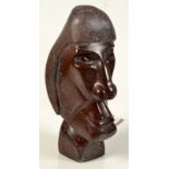 LAWRENCE MURLEY Red serpentine head Sculpture Height 32cm