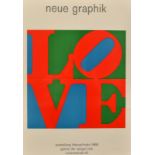 ROBERT INDIANA Love Screen print poster Man Ray poster on the reverse 1968 60 x 43cm