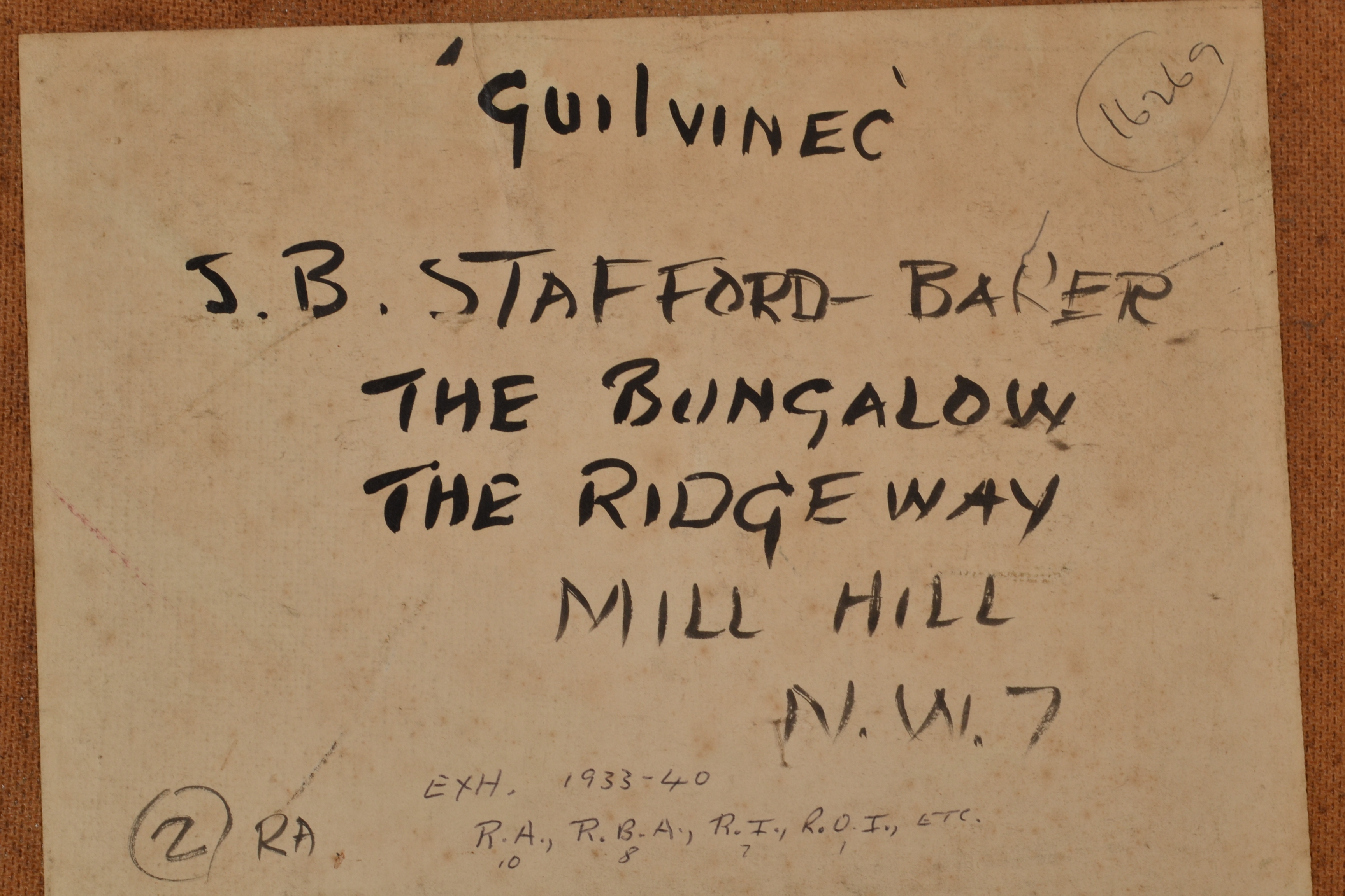 JULIUS STAFFORD-BAKER Guilvinec Watercolour Signed and dated '59 Artist's label on the back 46 x - Image 4 of 4