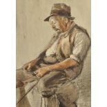 HUGH VERRALL Seated Farmer Watercolour Signed and dated 1934 Together with three other