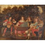 17th century musicians Oil on panel 20 x 25cm