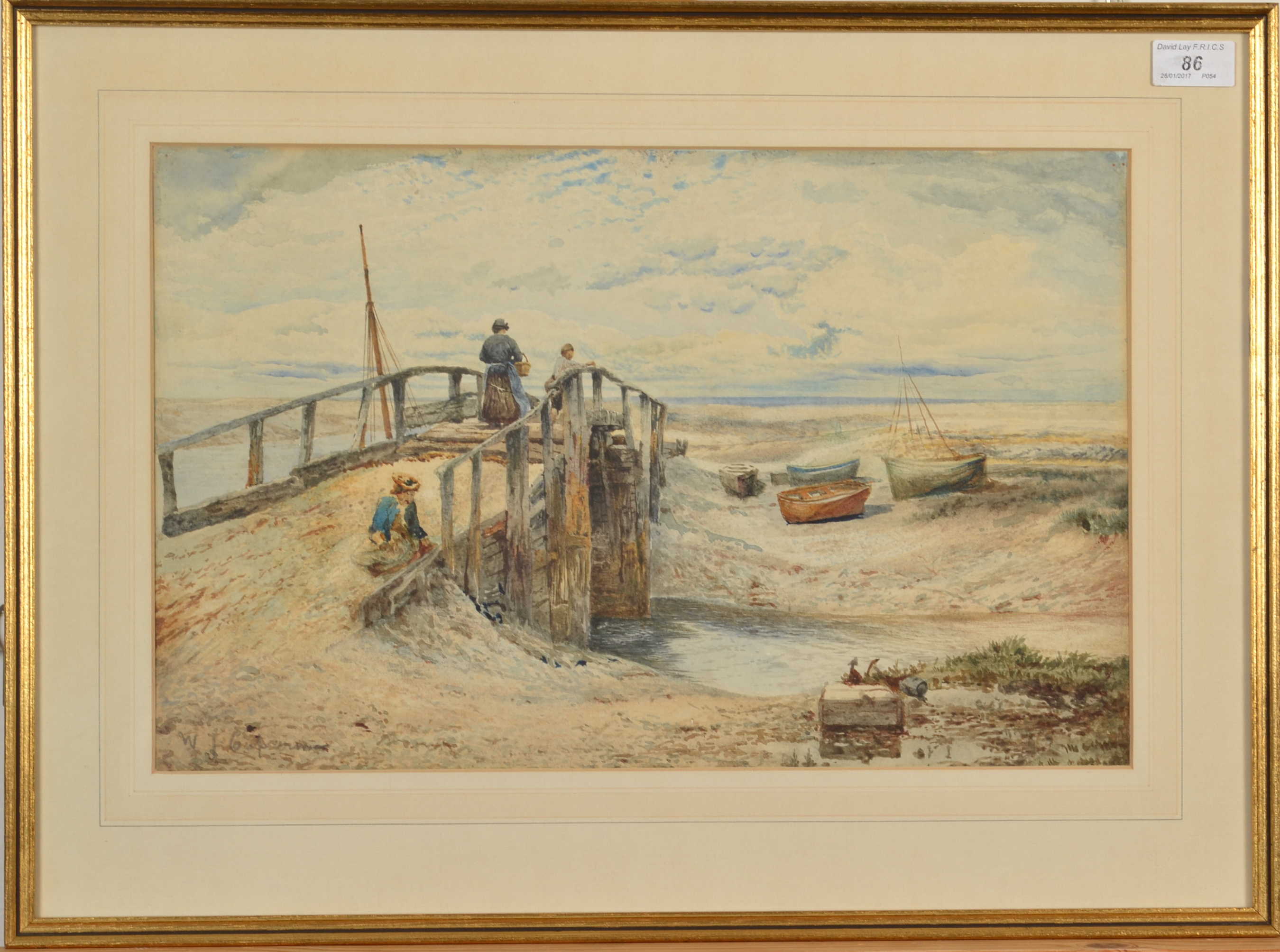 WILLIAM JOHN CAPARNE Coastal Scene Watercolour Signed 29 x 45cm - Image 2 of 2