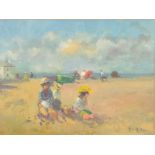 JOHN AMBROSE Day at the Beach Oil on canvas board Signed 30 x 40cm