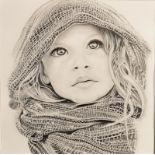 JOHN A SMITH Girl With a Shawl Pencil drawing Signed 27 x 27cm