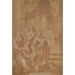 Attributed to PIETRO NEGRONI The Birth Of Christ Ink and sepia wash Collectors' seals 40 x 27.