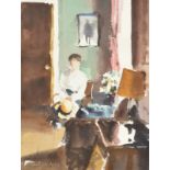 JOHN YARDLEY The Model Watercolour Signed Gallery label to the back 27 x 20cm