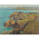 ARTHUR MEADE The view to St Ives from Clodgy Point Oil on canvas Signed and inscribed 'St Ives' 48
