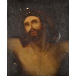 Head of Christ Oil on oak panel 28 x 23cm Condition Report: Crazing throughout,