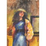 ROBERT OSCAR LENKIEWICZ Karen in Studio Acrylic on paper Signed and inscribed vertically 31.5 x 22.