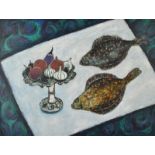 JOAN GILLCHREST Still Life With Fish Oil on board Monogrammed 62.5 x 82.