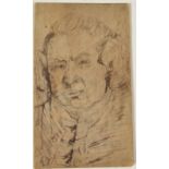 18th Century English School Miniature portrait of Samuel Johnson Ink on ivory 7.3 x 4.