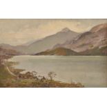 DAVID HEWITT Highland lake Oil on panel Signed 19 x 30cm