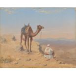 Style of EDWIN LONG Camel and Rider Oil on board 31 x 39cm Condition Report: Some