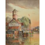 LOUIS VAN STAATEN A Dutch Waterway, Near Amsterdam Watercolour, signed 40 x 29.