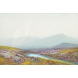 REGINALD DANIEL SHERRIN Moorland River Watercolour Signed 25 x 38cm