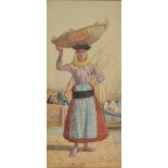 TRISTRAM JAMES ELLIS Portuguese Fisher-Woman Watercolour Signed,