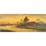 HENRY COLE Sunset River Landscape Oil on board Signed 7.