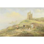 TED DYER Picnic by the Engine Houses Oil on canvas Signed 51 x 76cm