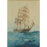 WILLIAM MINSHALL BIRCHALL Wind on the Starboard Quarter Watercolour heightened with white Signed,