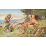 ARTHUR FOORD HUGHES Shepherd Admonishing Perdita for her Love of Florizel Watercolour Signed 64 x