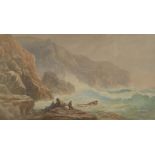 THOMAS HART Wreckers on the Cornish coast Watercolour Signed Indistinct inscription to the back 34