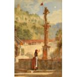 HERBERT MENZIES MARSHALL The Fountain of Saint Anne, Fribourg Watercolour Signed,