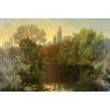 E J DUVAL Wooded pond Oil on canvas Signed 60 x 90cm