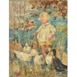 DOROTHEA SHARP Feeding The Ducks Oil on Canvas 43 x 33cm (See illustration)