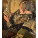 DOROTHY HEPWORTH (Patricia Preece) Girl reading Oil on canvas Indistinctly inscribed and dated