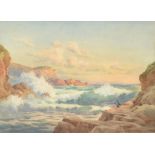 CLAUDE MONTAGUE HART Lizard coast Watercolour Signed 25 x 34cm