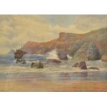 FREDERICK JAMES McNAMARA EVANS Launching Boats Watercolour Signed 27 x 37cm