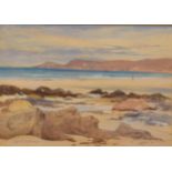 CHARLES MOTTRAM Sennen Beach Watercolour Signed and dated '80 14 x 19.