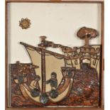 CUBY CERAMIC Boat A ceramic plaque 47 x 43cm