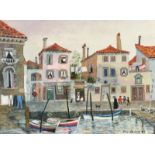 BRENDA KING Seca Marina, Venice Oil on board Signed and dated '84 Inscribed to the back 15 x 20.