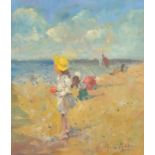 JOHN AMBROSE The Yellow Sun-Hat Oil on canvas board Signed 28 x 24cm