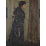 ERNEST BOROUGH JOHNSON Figure at a Doorway Oil on Canvas Signed and dated 1911 60 x 45cm