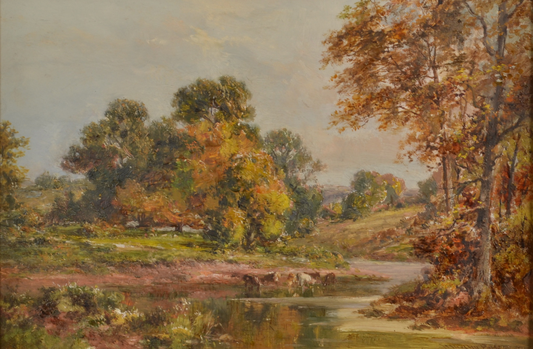 HENRY MORLEY PARK River Landscape Oil on board Signed 20 x 30cm